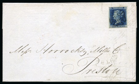 Stamp of Great Britain » 1841 2d Blue 1841 2d Blue pl.3 KL, good to large margins, on 1841 (Oct 23) wrapper from Manchester to Preston