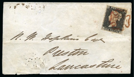 Stamp of Great Britain » The "Quercus" Collection » 1840 1d Black 1840 1d Black pl.1b LG, good to very large margins, tied to May 23rd wrapper