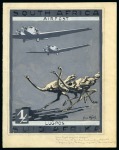 1925 Airmail issue handpainted essays (3) by Hans Vogel