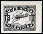 1929 Airmail issue specialised study on 10 pages, with six 1s imperf. colour trials, 4d & 1s plate proofs, etc.