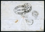 Stamp of Mauritius » 1859 Sherwin Issue (SG 40) 1859 (Dec 8) Wrapper from Port Louis to France with 1859 2d Sherwin vertical pair tied by black void barred ovals