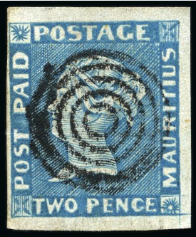 1848-59 Early Impression 2d blue on bluish, pos.4, close to large margins, neatly cancelled by target cancellation