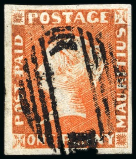 1848-59 Early Impression 1d orange-vermilion on whitish, pos.9, good to very good margins, neatly cancelled