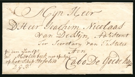 1732ca. Wrapper to the Cape of Good Hope carried by East India Ship "Hofvlied"