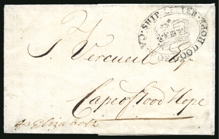 Stamp of South Africa » Cape of Good Hope 1807ca. Wrapper to the Cape of Good Hope with very fine strike of the "SHIP LETTER / (Crown) / CAPE OF GOOD HOPE" oval cachet
