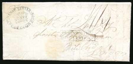 Stamp of South Africa » Cape of Good Hope 1815 Entire from Cape Town to London with very fine strike of the "SHIP LETTER / (Crown) / CAPE OF GOOD HOPE" oval cachet