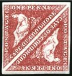 1863-64 1d deep carmine-red, a very fresh pair showing