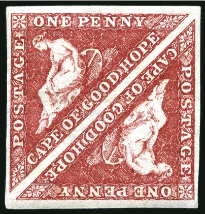 Stamp of South Africa » Cape of Good Hope 1863-64 1d deep carmine-red, a very fresh pair showing