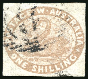 Stamp of Australia » Western Australia 1854-55 1s grey-brown, clear to wide margins, used