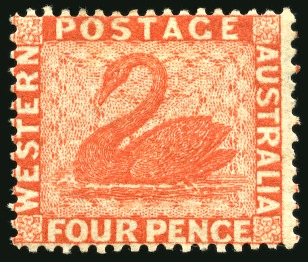 Stamp of Australia » Western Australia 1861, 4d vermilion, perf 14 at Somerset House, mint