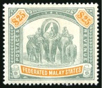 Stamp of Malaysia » Federated Malay States 1904-22, $25 green and orange, mint og