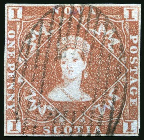 Stamp of Canada » Nova Scotia 1851-60 1d red-brown, lightly cancelled