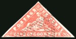 Stamp of South Africa » Cape of Good Hope 1861 Woodblock 1d vermilion, close to fine margins, neat barred triangle cancel