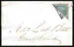 Stamp of South Africa » Cape of Good Hope 1861 Woodblock 4d pale grey-blue, touched at foot otherwise good to large margins, tied to 1861 (Apr) wrapper
