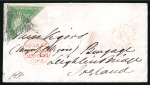 Stamp of South Africa » Cape of Good Hope 1863-64 1s Bright Emerald Green, fine to very good margins, on 1864 (Apr 20) envelope from Cape Town to Ireland