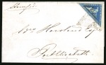 1855-63 4d Deep Blue, good to large margins, on 1862 (Nov 1) wrapper from Graham's Town to Port Elizabeth