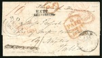 Stamp of Ireland 1843 (Oct 17) Stampless entire (cross-written) from Ross to Italy, sent via Dublin, London and France, Genova and finally Napoli