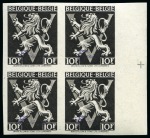 Stamp of Belgium » General issues from 1894 onwards 1944 Lion Héraldique, non dentelé avec surcharge "Specimen" en bloc de 4 bdf