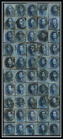 Stamp of Belgium » Belgique. 1851 Médaillons (filigrane sans cadre) - Émission 20c Bleu, reconstitution complète de la planche III