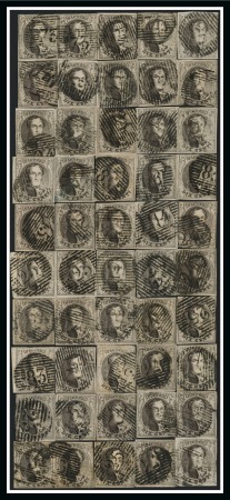 Stamp of Belgium » Belgique. 1851 Médaillons (filigrane sans cadre) - Émission 10c Brun, reconstitution complète de la planche III de 1854
