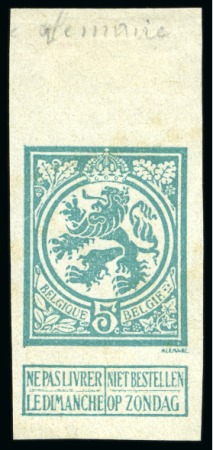 Stamp of Belgium » General issues from 1894 onwards 1912 Pellens, Lion Debout, projet non adopté de Lemaire, cinq épreuves de la planche