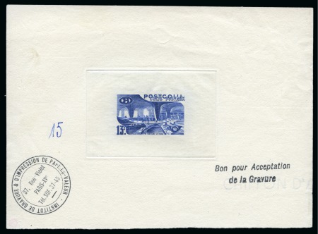 Stamp of Belgium » Chemin de fer 1950-52 Timbres pour colis postaux: Épreuve du coin du type "Le Triage" en bleu valeur 13F