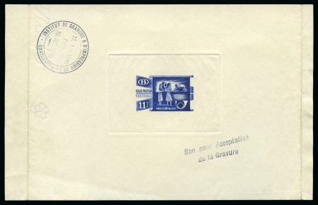 Stamp of Belgium » Chemin de fer 1950-52 Timbres pour colis postaux: Épreuve du coin du type "Le Postage" en bleu valeur 11F