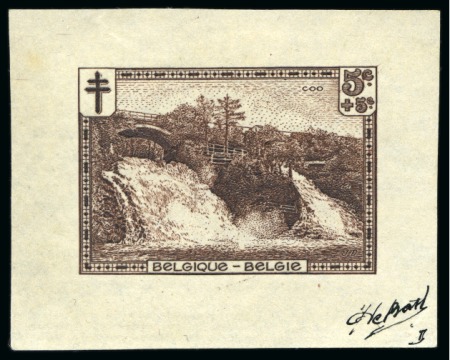 Stamp of Belgium » General issues from 1894 onwards 1929 Sites, trois épreuves des coins définitifs en noir sur petits feuillets