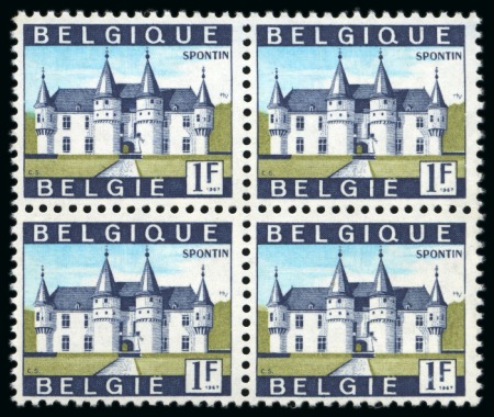 1967 1F Ypres et 1F Spontin sur papier phosphorescent en blocs de 4