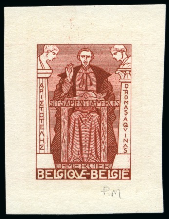 Stamp of Belgium » General issues from 1894 onwards 1932 Cardinal Mercier, Type "Docteur" sans la valeur, épreuve du coin en rouge