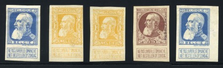 Stamp of Belgium » General issues from 1894 onwards 1905 Grosse Barbe, petit lot de non-dentelés (5)