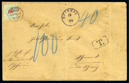Stamp of Switzerland / Schweiz 1884, Unfrankiertes ex-offo Kuvert der 2. Gewichtsstufe des Standesamts Offenau nach dem Zvilstandsamt Rheinek in Württemberg