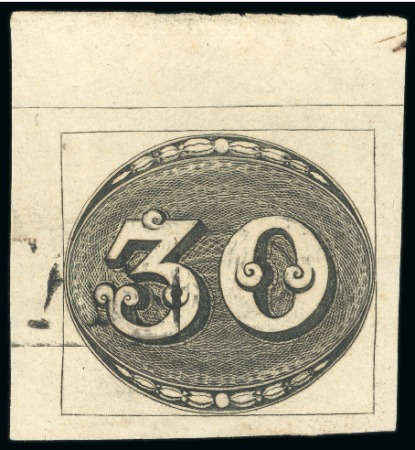 1843, 30r black, early impression, 2nd composite plate, state B, position 3, a marvelous used example 