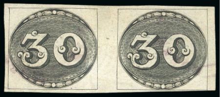 Stamp of Brazil » 1843 Bull's Eyes 1843, 30r black, early impression, thin paper, used pair