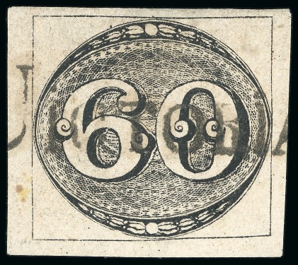 1843, 60r black, intermediate impression, used at Victoria