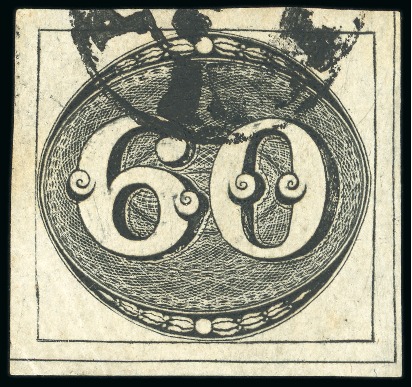 1843, 60r black, early impression, 1st composite plate, state C, position 18, used