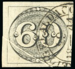 Stamp of Brazil » 1843 Bull's Eyes 1843, 60r black, worn impression, three large margins,