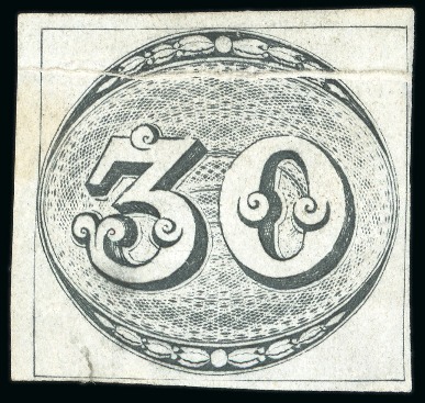 1843, 30r 60, & 90r black, pre-printing paper creases