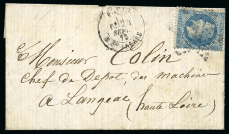 Stamp of France » Guerre de 1870-1871 Le Ville de Florence - Lettre pour Langeac affranchissement