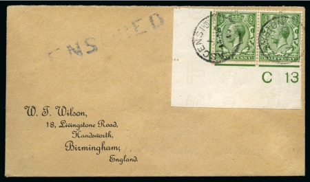 Stamp of Ascension » Great Britain Used in Ascension Ascension 1916 (14 Nov) censored "Wilson" cover to Birmingham bearing Great Britain 1912-22 ½d. green 