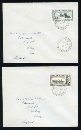 Stamp of Falkland Islands » Dependencies - South Shetlands Falkland King George VI, 1953 (11 MR) pair of matched covers from South Shetlands addressed to England, 