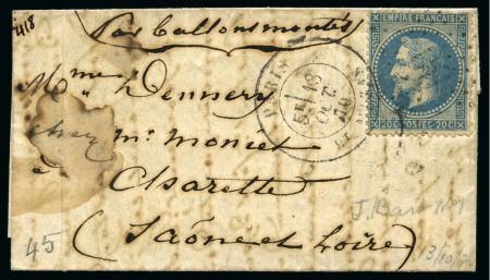 Stamp of France » Guerre de 1870-1871 Le Jean Bart - Lettre avec mention manuscrite pour
