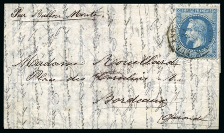 Stamp of France » Guerre de 1870-1871 Le Montgolfier - Pli confié daté du 19 octobre avec