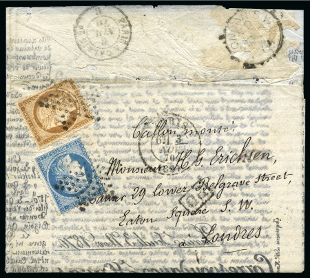 Stamp of France » Guerre de 1870-1871 ANGLETERRE - Correspondance Havas pour Londres affranchissement