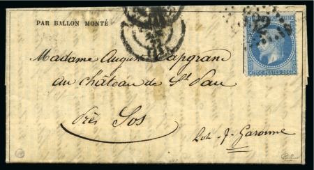 Stamp of France » Guerre de 1870-1871 Le Merlin de Douai - Pli confié Gazette des Absents