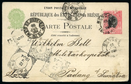 1904 Brazil to Netherlands Indies postal stationery card