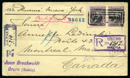 1906-1908 Bolivia - 3 postal stats. to Canada and Germany