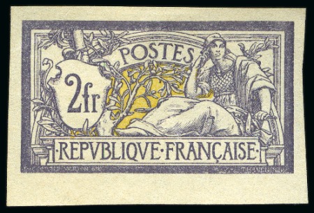 1900, Y&T n°122a, 2 francs violet et jaune Type Merson,