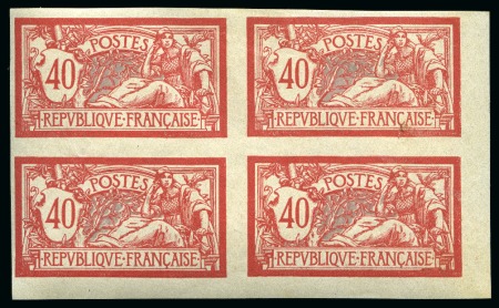 1900, Y&T n°119a en bloc de 4 non dentelé, 40 centimes
