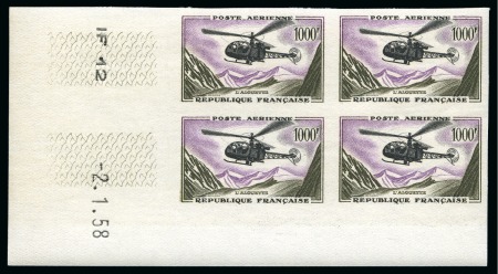 1957-59, Y&T PA n°37 **, 1000 francs Alouette en coin